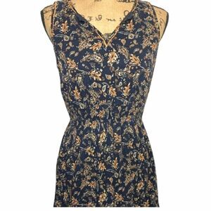 Market & Spruce Navy Blue Multicolor Boho Paisley Embroidered Dress